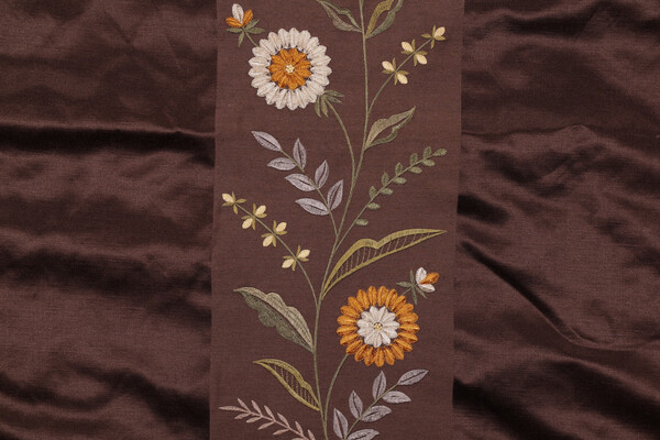 Scalamandre Kenya Embroidered Decorator Fabric in Ganache