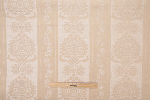 Grey Watkins Ravenna Chenille Damask Upholstery Fabric in Beige
