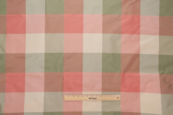 Scalamandre Majorca Plaid Silk Decorator Fabric in Multi Coral
