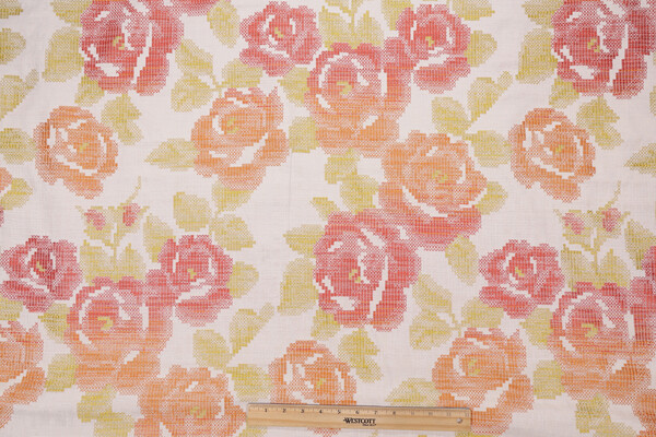 Wild Rose Tapestry Upholstery Fabric in Citrus
