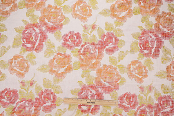 Wild Rose Tapestry Upholstery Fabric in Citrus