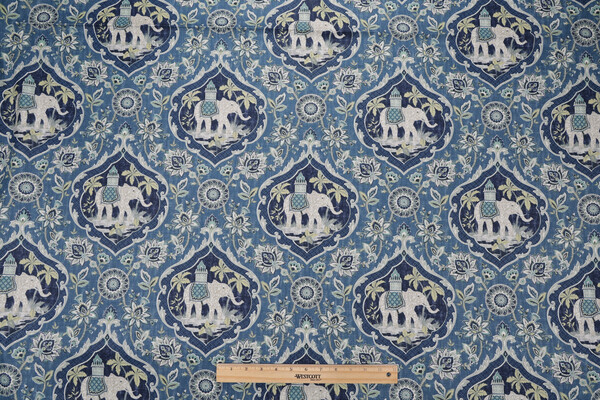 Mill Creek Sanaya Printed Cotton Drapery Fabric in Denim