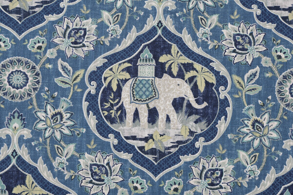 Mill Creek Sanaya Printed Cotton Drapery Fabric in Denim