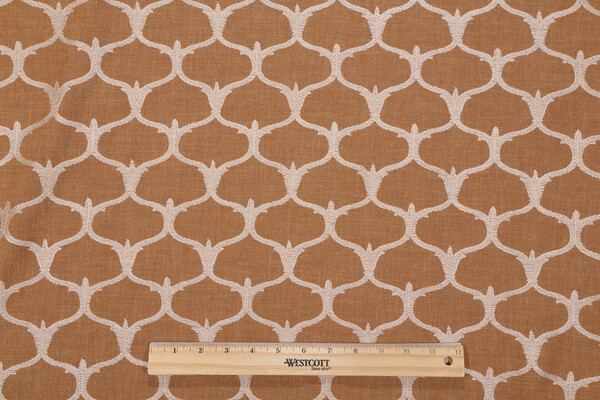 Grenelle Embroidered Drapery Fabric in Amber