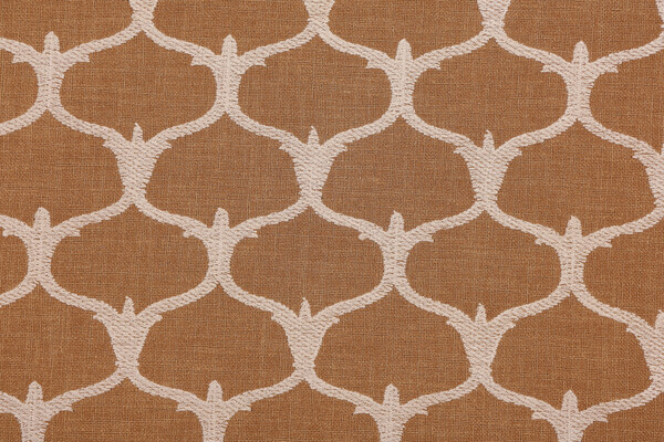 Grenelle Embroidered Drapery Fabric in Amber
