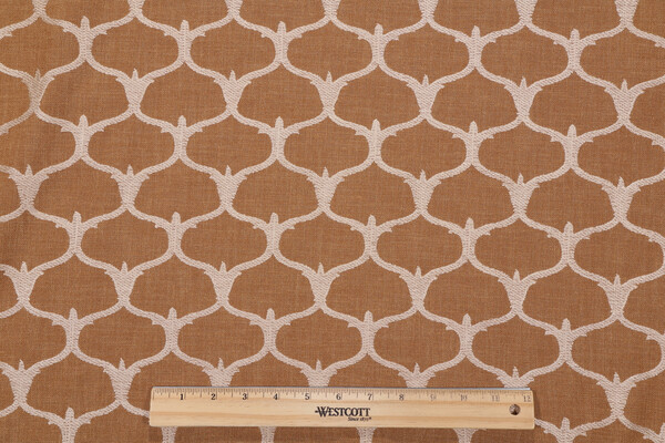 Grenelle Embroidered Drapery Fabric in Amber