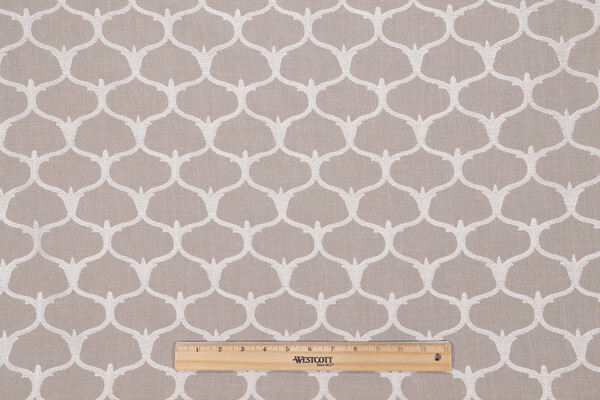 Grenelle Embroidered Drapery Fabric in Pebble