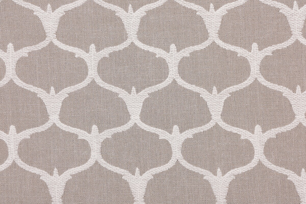 Grenelle Embroidered Drapery Fabric in Pebble