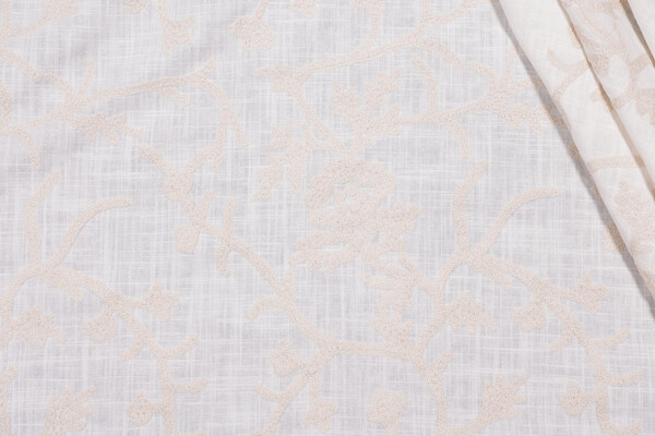 Whistler Semi-Sheer Embroidered Drapery Fabric in Snowflake