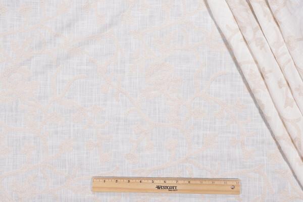 Whistler Semi-Sheer Embroidered Drapery Fabric in Snowflake