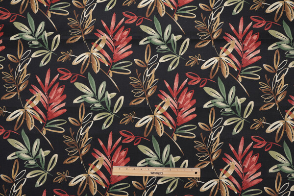 Richloom Solarium Printed Polyester Outdoor Fabric in Noir