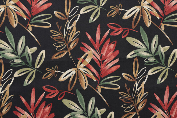 Richloom Solarium Printed Polyester Outdoor Fabric in Noir