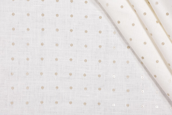 Sequin Linen Embroidered Drapery Fabric in Shimmer