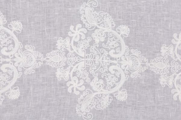 Click for 2.63 Yards Kendall Sheer Embroidered Drapery Fabric in Ivory Kendall Sheer Embroidered Drapery Fabric in Ivory