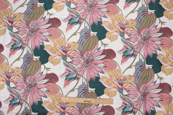 Richloom Azalea Printed Cotton Blend Drapery Fabric in Cerise