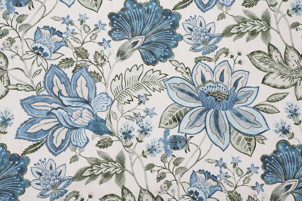 Sample of Hamilton Sedberry Printed Cotton Drapery Fabric in Nile 