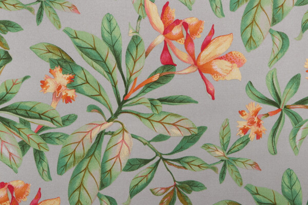 PK Lifestyles Orchid Valley Printed Polyester Outdoor Fabric in Putty