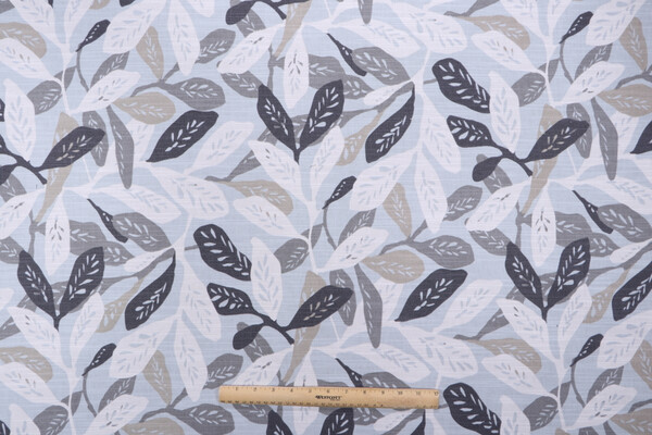 Waverly Field Notes Printed Cotton Drapery Fabric in Slate