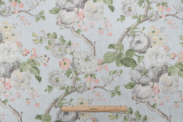 P Kaufmann Manor House Printed Linen Blend Drapery Fabric in Zephyr
