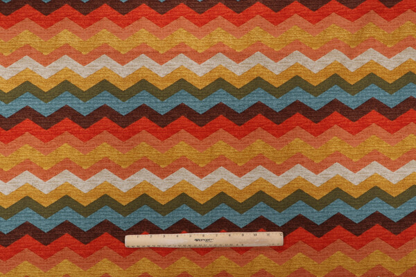 Waverly Panama Wave Printed Cotton Drapery Fabric in Adobe