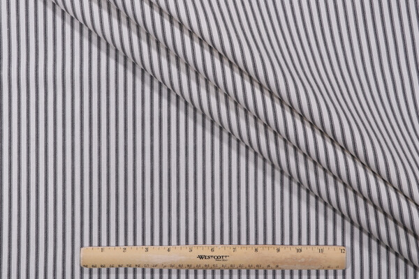 Magnolia Home Berlin Ticking Stripe Printed Cotton Drapery Fabric in Black