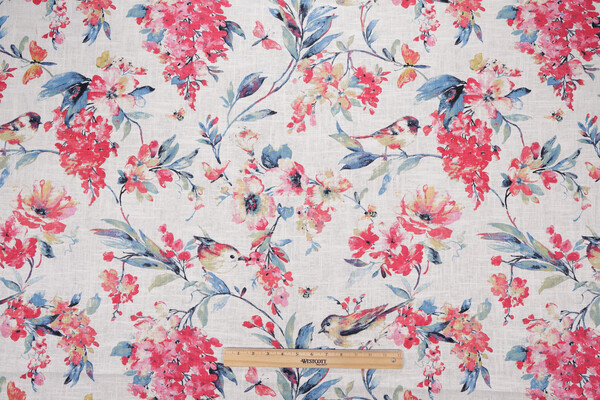 Covington Larissa Printed Linen Blend Drapery Fabric in 541-Blueberry