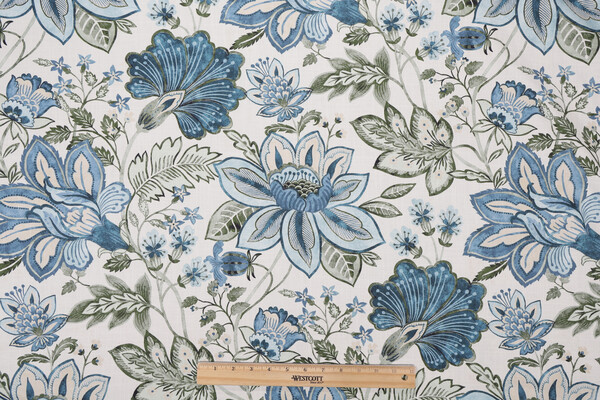 Sample of Hamilton Sedberry Printed Cotton Drapery Fabric in Nile 