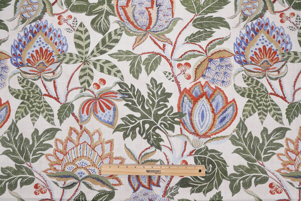 Hamilton Cotswold Printed Cotton Drapery Fabric in Verdi 
