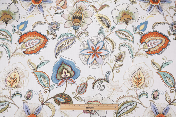 Hamilton Morris Printed Cotton Drapery Fabric in Peacock 