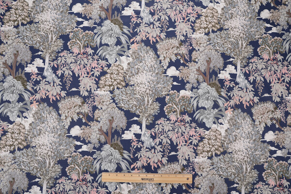 Hamilton Gifford Printed Cotton Drapery Fabric in Navy 