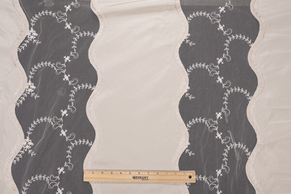 Click for 3 Yards Scalamandre Dorisse Sheer Embroidered Silk Drapery Fabric in Chantilly Scalamandre Dorisse Sheer Embroidered Silk Drapery Fabric in Chantilly