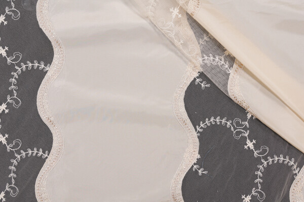 Click for 3 Yards Scalamandre Dorisse Sheer Embroidered Silk Drapery Fabric in Chantilly Scalamandre Dorisse Sheer Embroidered Silk Drapery Fabric in Chantilly