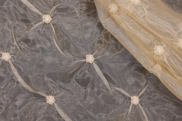 Scalamandre Marlene Sheer Silk Drapery Fabric in Champagne