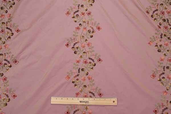 Scalamandre Sybele Embroidered Silk Drapery Fabric in Antique Rose