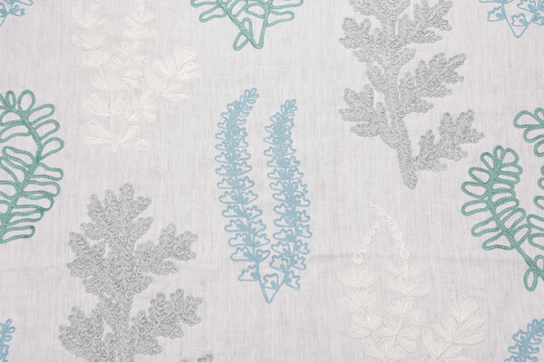 Scalamandre Seaweed Embroidered Drapery Fabric in Seaglass