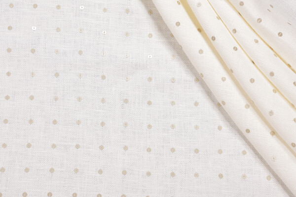 Sequin Linen Embroidered Drapery Fabric in Shimmer