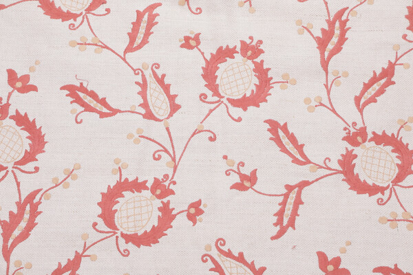 1 Yard Fabricut Bosser Embroidered Drapery Fabric in Rouge