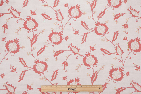 1 Yard Fabricut Bosser Embroidered Drapery Fabric in Rouge