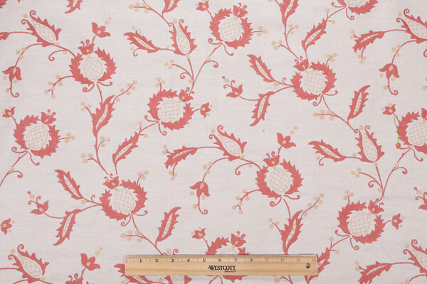 1 Yard Fabricut Bosser Embroidered Drapery Fabric in Rouge