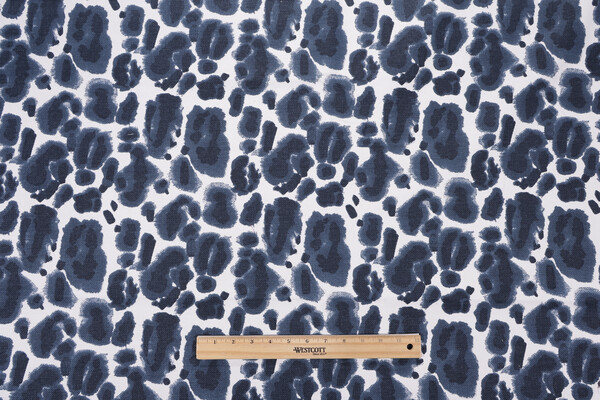 Lacefield Leopard Printed Cotton Blend Drapery Fabric in Cadet