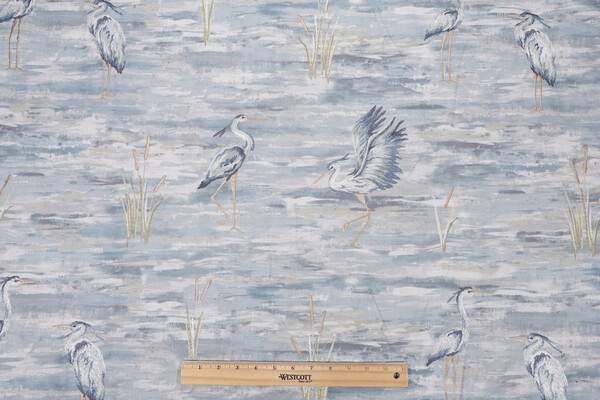 TFA It Girl Printed and Embroidered Cotton Drapery Fabric in Ocean
