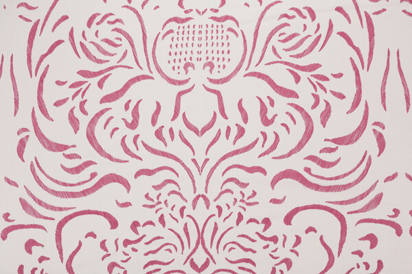 Fonthill Pushkin Damask Hand-Printed Wool Drapery Fabric in Maroon