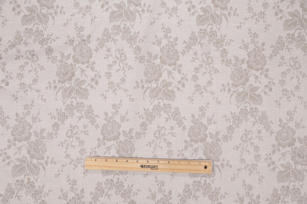 Scalamandre Floral Damask Upholstery Fabric in Stone 