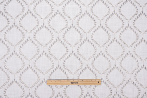 Sample of Swavelle/Mill Creek Go Getter Embroidered Drapery Fabric in Moonstone 
