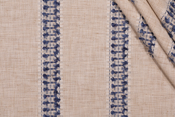 TFA Sugar and Spice Embroidered Drapery Fabric in Indigo 