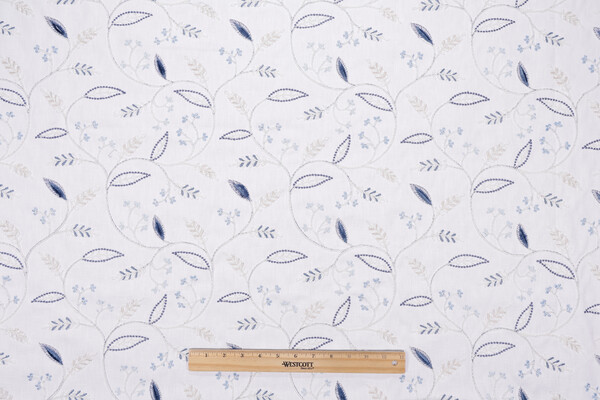 Swavelle/Mill Creek Prize Winner Embroidered Drapery Fabric in Bluejay 