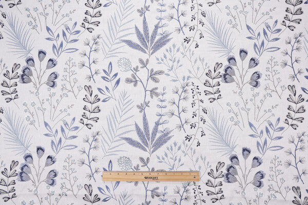 Swavelle/Mill Creek Herbalist Embroidered Drapery Fabric in Bluejay 