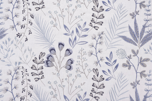 Swavelle/Mill Creek Herbalist Embroidered Drapery Fabric in Bluejay 