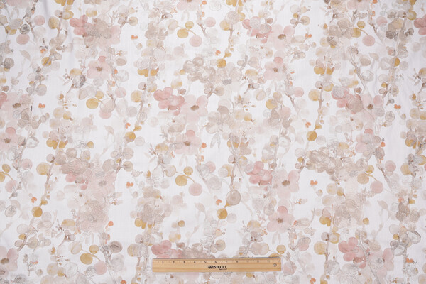 TFA Lobelia Printed & Embroidered Drapery Fabric in Blossom 