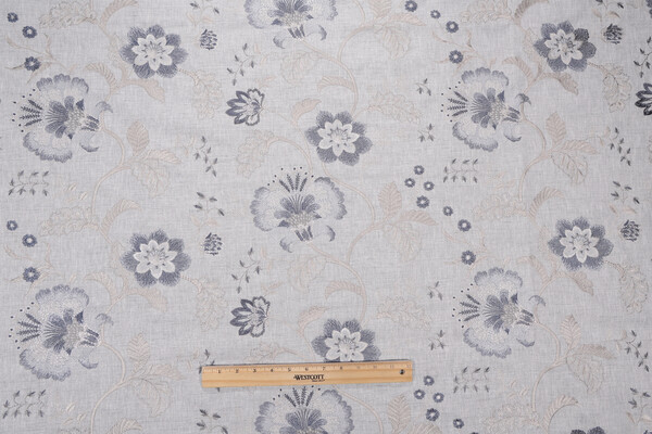 Swavelle/Mill Creek Social Graces Embroidered Drapery Fabric in Pond 